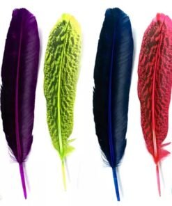 "Alas de Color: Paquete de 12 Plumas Pintadas de Guajolote o Pavo (25-30 cm)"