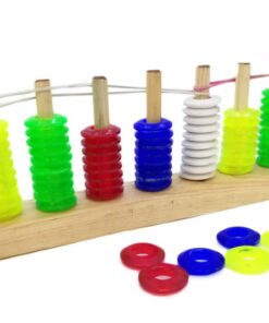 Ábaco Vertical de madera de 10 postes y 100 aros - Didácticos