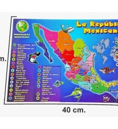 Rompecabezas Mapa de México con divisiones 40x26.5 cm tipo madera