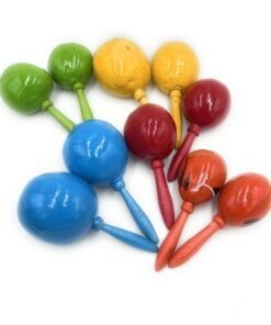 Maracas medianas de guaje pintadas con mango de madera
