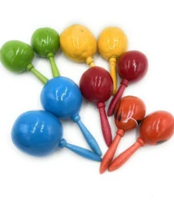 Maracas medianas de guaje pintadas con mango de madera