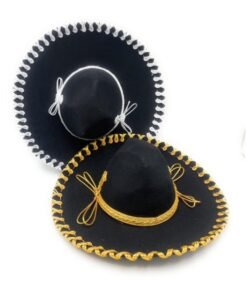 Sombrero de Charro, Charra, China o Mariachi, también de caporal, es un accesorio hecho a mano con adornos pegados (NO SON BORDADOS), alegórico y festivo, listo para tu disfraz, fiesta, evento o como adorno en tu bar, antro, cantina o la estancia de tu casa o negocios. Este producto es artesanal, hecho a mano por artesanos, lo cual lo hace imperfecto