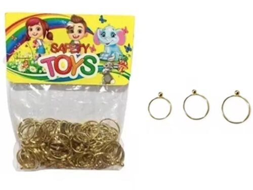 Anillos Dorados con Bolita para Kermeses y Fiestas paquete de 100