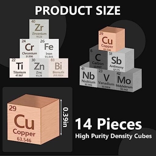 Metal Element Cube  High Purity, Periodic Table Of Elements Collection For Element Collections Hobbies, Pure Tungsten Cube, Iron, Aluminum, Bismuth, - Imagen 6