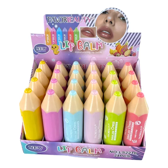 Lip Balm de Lápiz de Colores Cajita con 24 Piezas